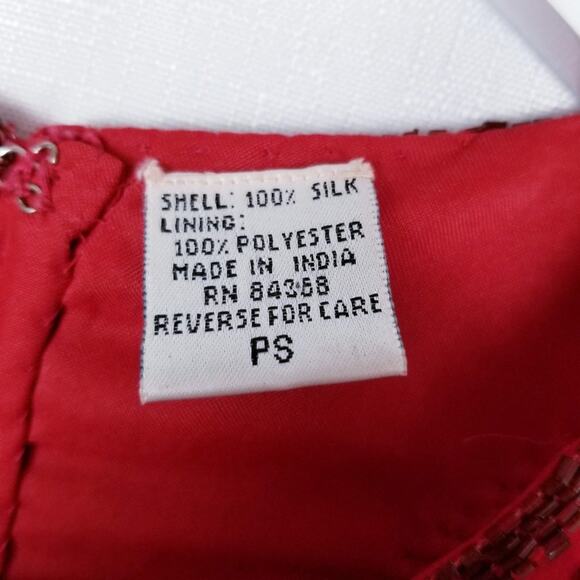 Laurence Kazar New York Red 100% Silk Sequins Hand Sewn Gown Dress Size PS - Picture 7 of 7